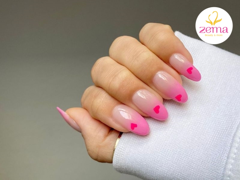 Nail ombre pha màu hồng nữ tính và thời trang