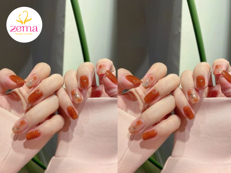 Nail màu cam đất giúp nàng tôn da sáng mịn