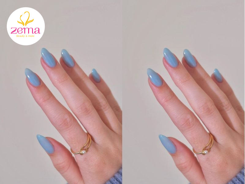 Duyên dáng dịu dàng với kiểu nail xanh dương nhạt trơn